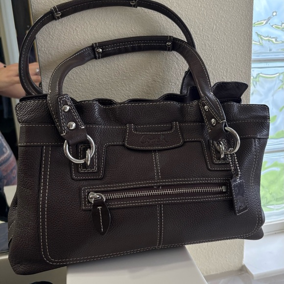 Coach Penelope Pebbled Brown Leather Shoulder Bag  Satchel F14686 - Picture 1 of 13